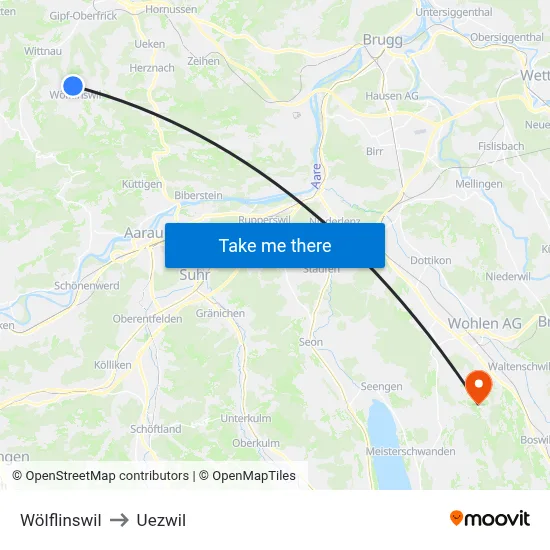 Wölflinswil to Uezwil map