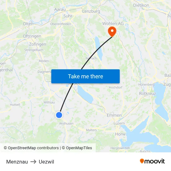Menznau to Uezwil map