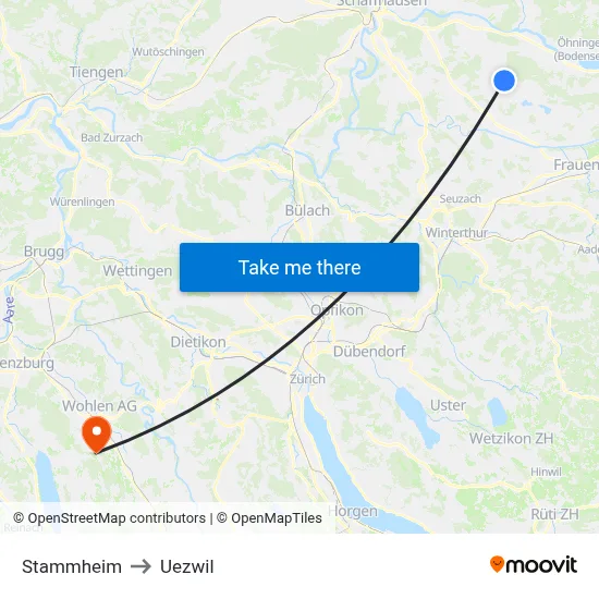 Stammheim to Uezwil map