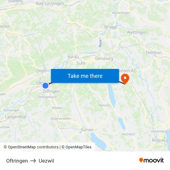 Oftringen to Uezwil map