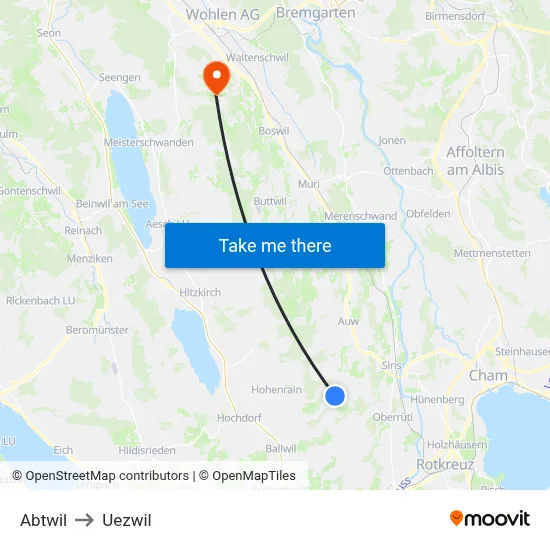 Abtwil to Uezwil map