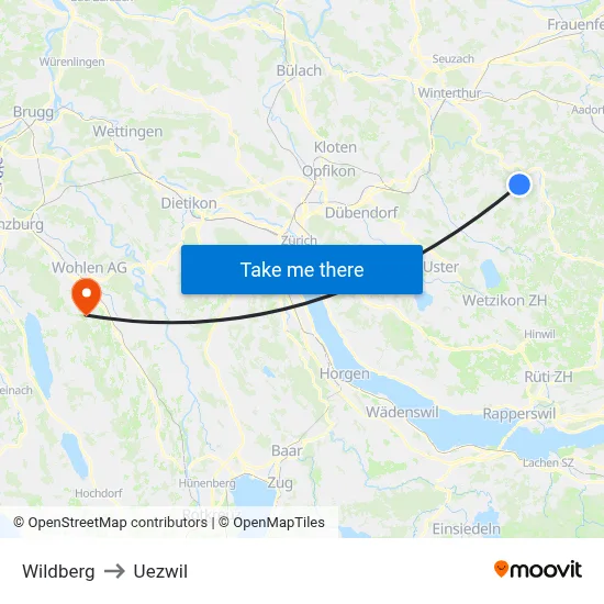 Wildberg to Uezwil map
