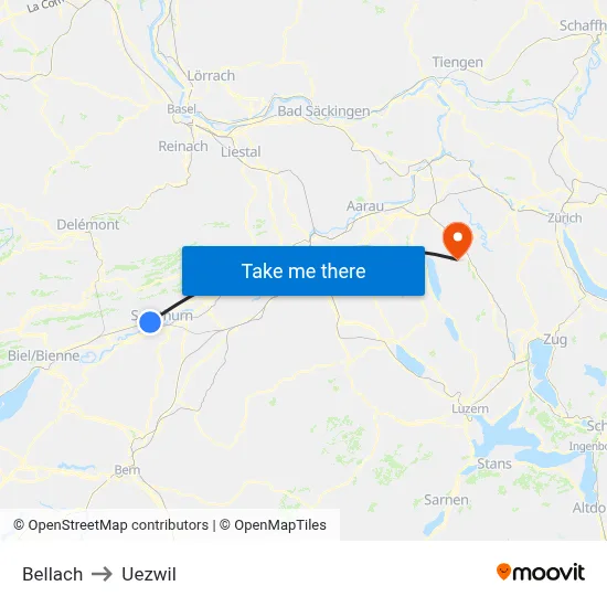 Bellach to Uezwil map