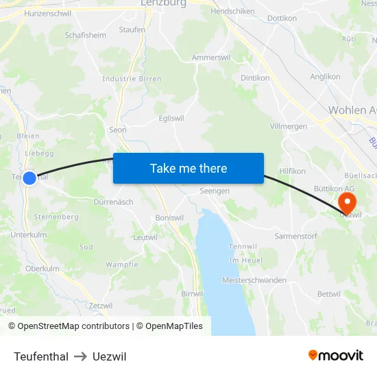 Teufenthal to Uezwil map