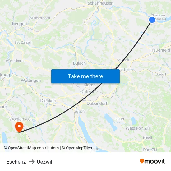 Eschenz to Uezwil map