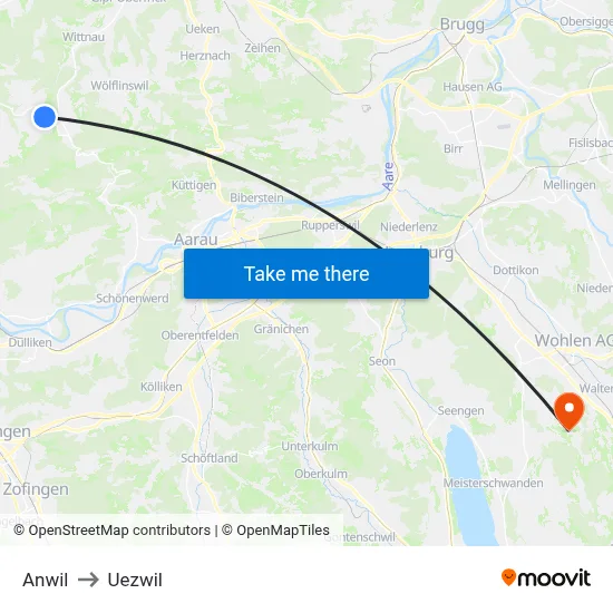 Anwil to Uezwil map