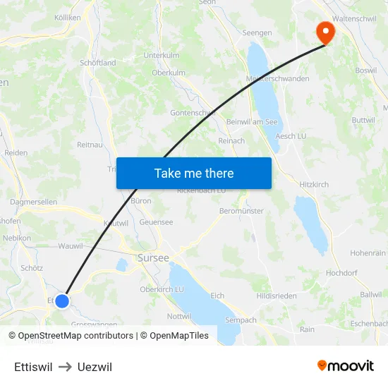 Ettiswil to Uezwil map