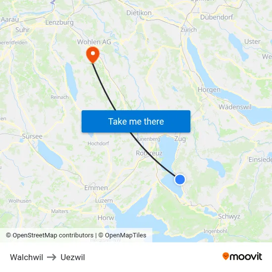 Walchwil to Uezwil map