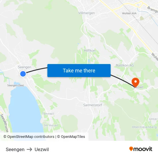 Seengen to Uezwil map