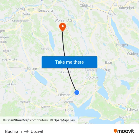 Buchrain to Uezwil map