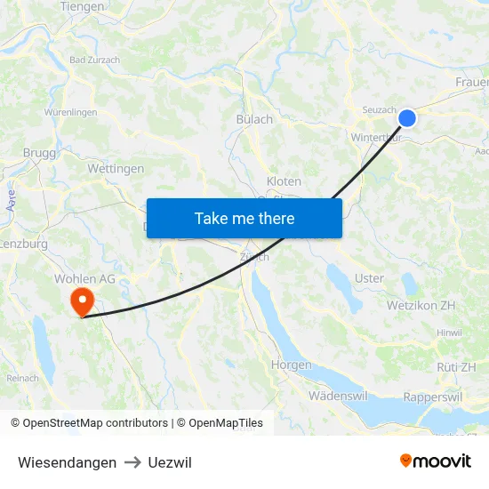 Wiesendangen to Uezwil map