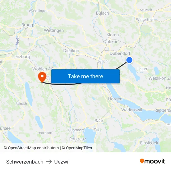 Schwerzenbach to Uezwil map