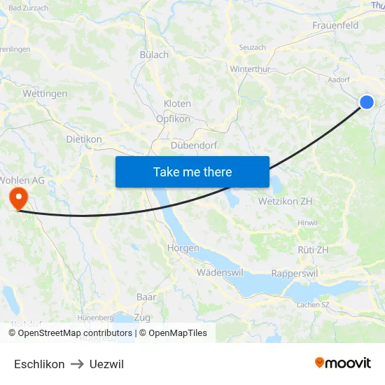 Eschlikon to Uezwil map