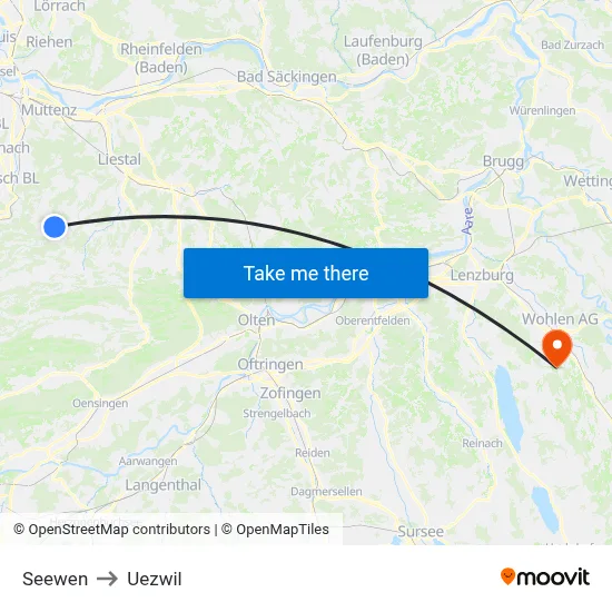 Seewen to Uezwil map
