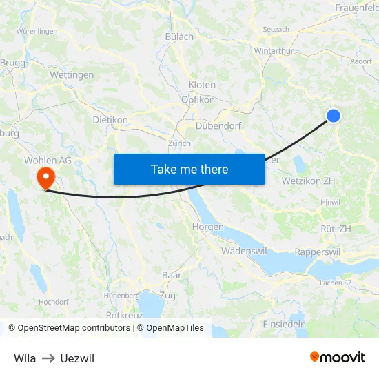 Wila to Uezwil map