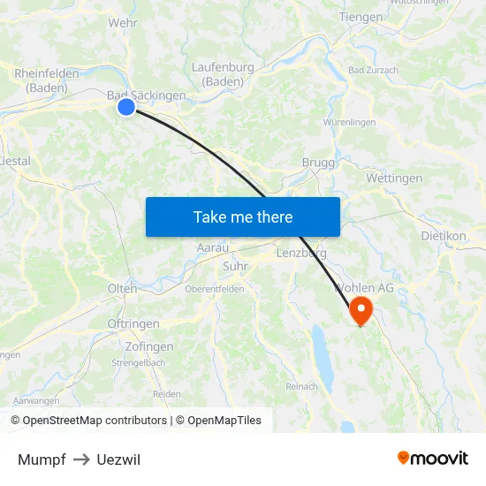 Mumpf to Uezwil map