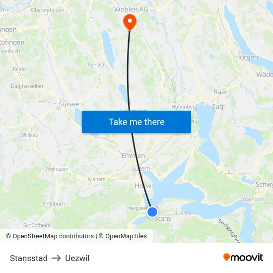 Stansstad to Uezwil map