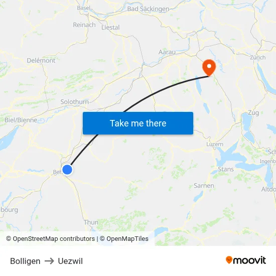 Bolligen to Uezwil map