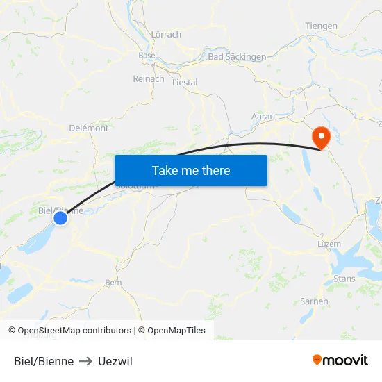 Biel/Bienne to Uezwil map