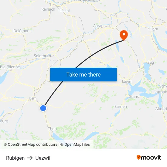 Rubigen to Uezwil map