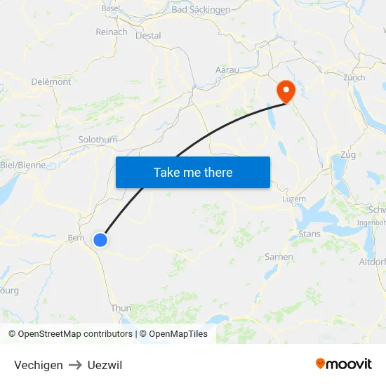 Vechigen to Uezwil map