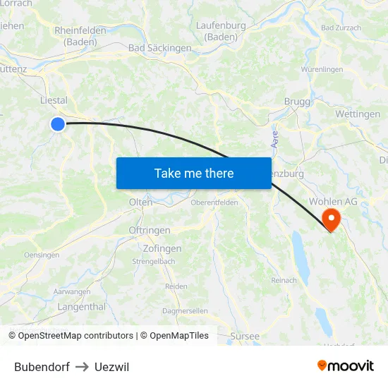 Bubendorf to Uezwil map