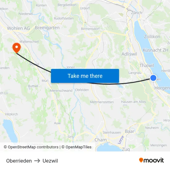 Oberrieden to Uezwil map