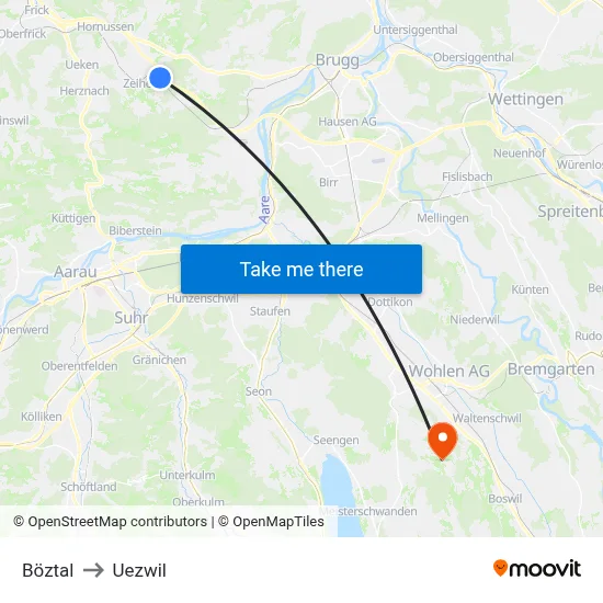 Böztal to Uezwil map