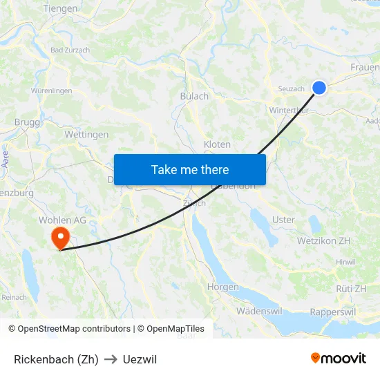 Rickenbach (Zh) to Uezwil map