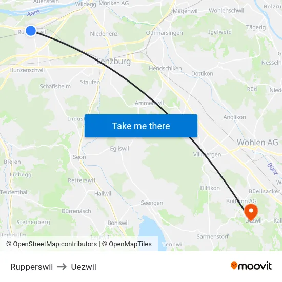 Rupperswil to Uezwil map
