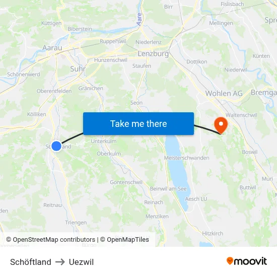 Schöftland to Uezwil map