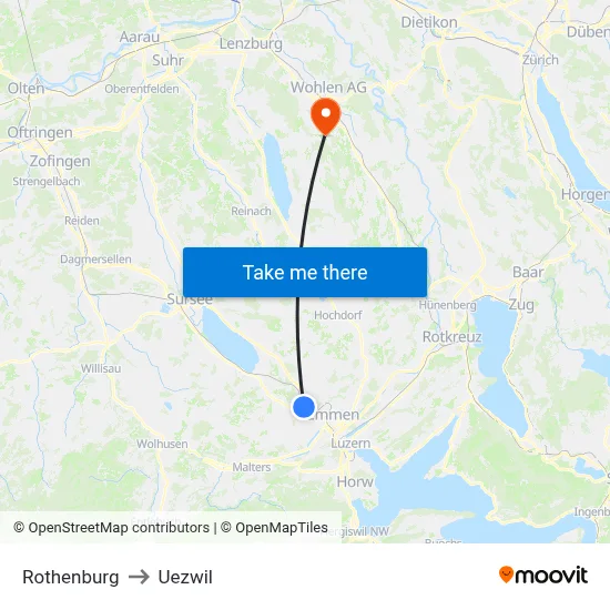 Rothenburg to Uezwil map