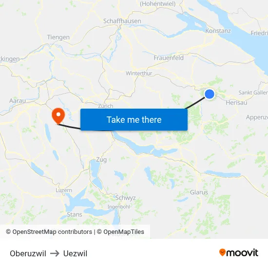 Oberuzwil to Uezwil map