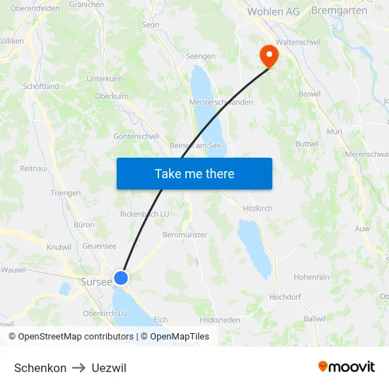 Schenkon to Uezwil map