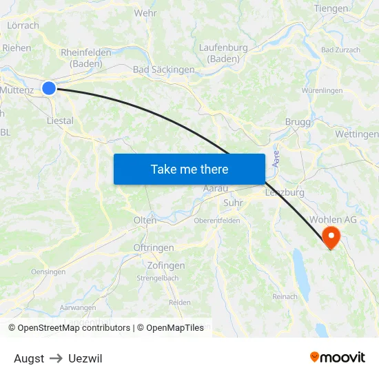 Augst to Uezwil map
