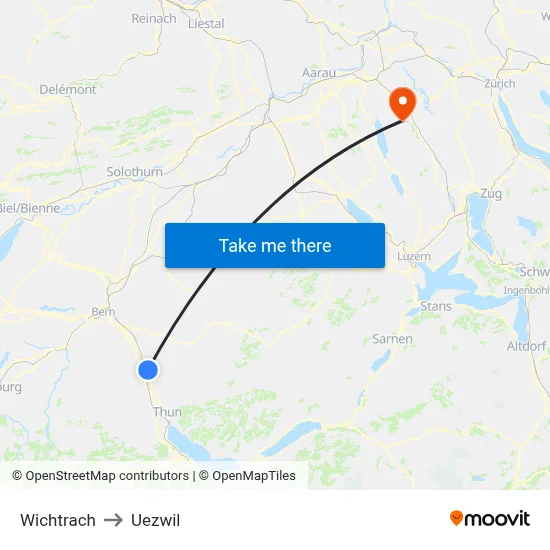 Wichtrach to Uezwil map