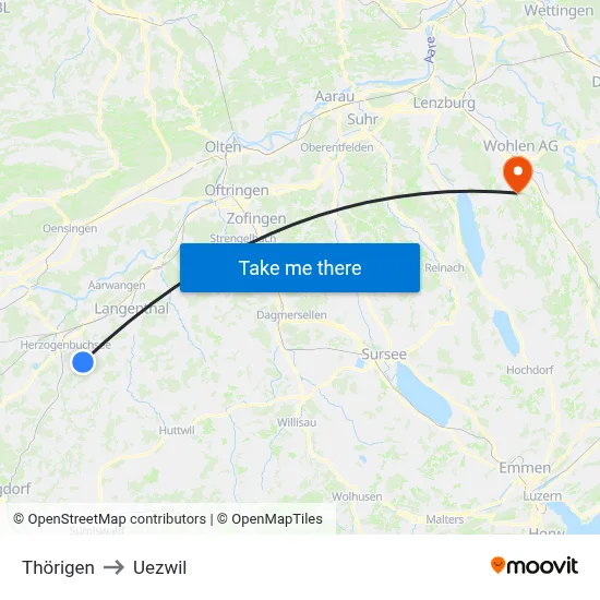 Thörigen to Uezwil map