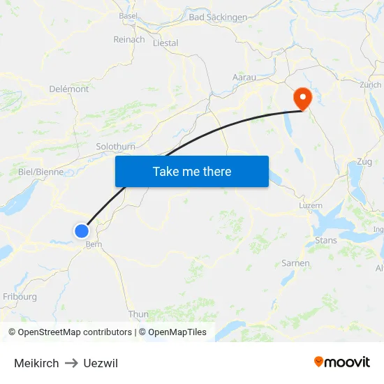 Meikirch to Uezwil map