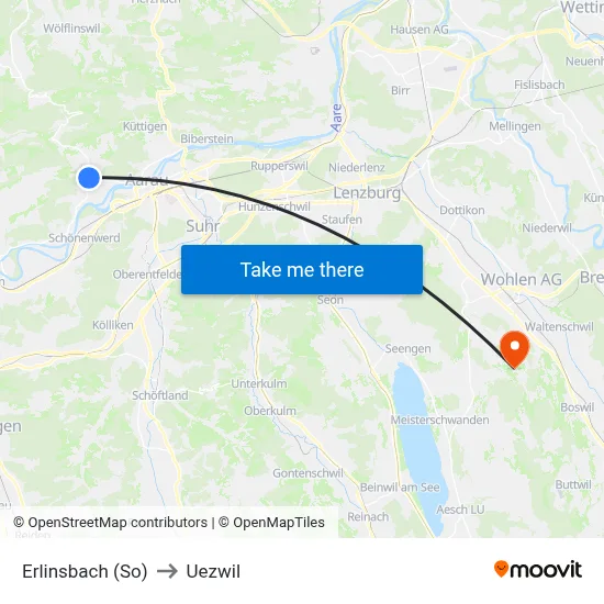 Erlinsbach (So) to Uezwil map