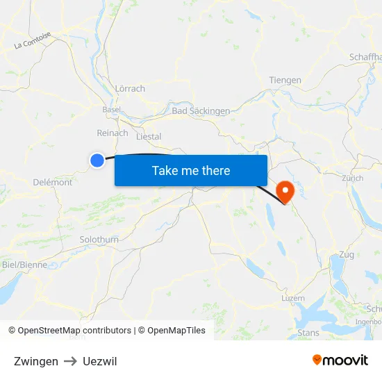 Zwingen to Uezwil map