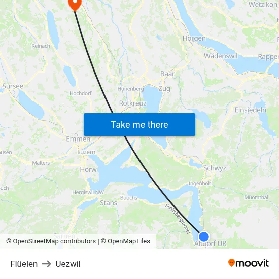 Flüelen to Uezwil map