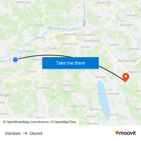 Däniken to Uezwil map