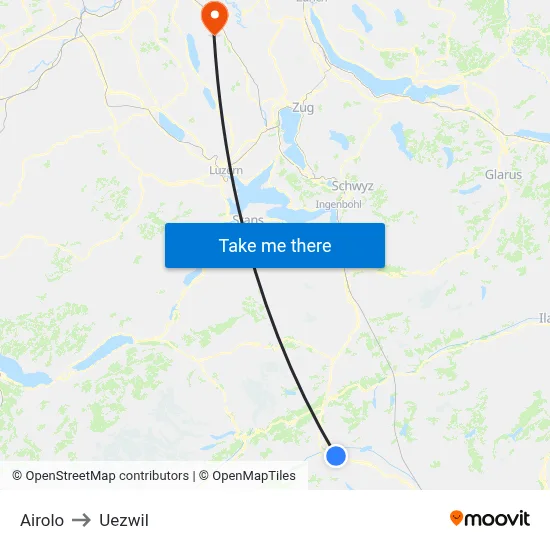 Airolo to Uezwil map