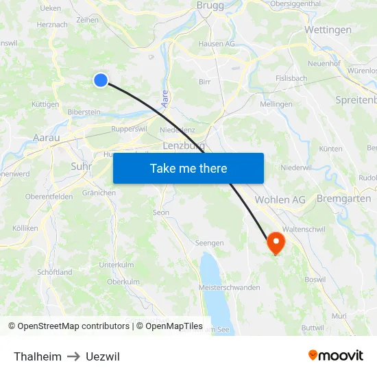 Thalheim to Uezwil map