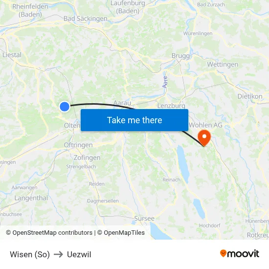 Wisen (So) to Uezwil map