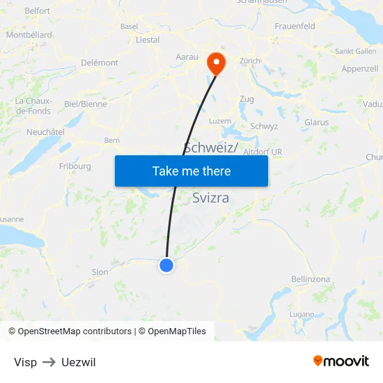 Visp to Uezwil map