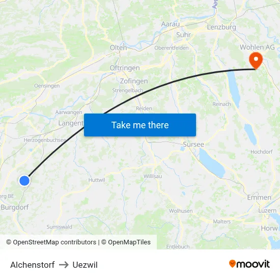 Alchenstorf to Uezwil map