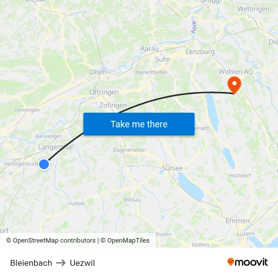Bleienbach to Uezwil map