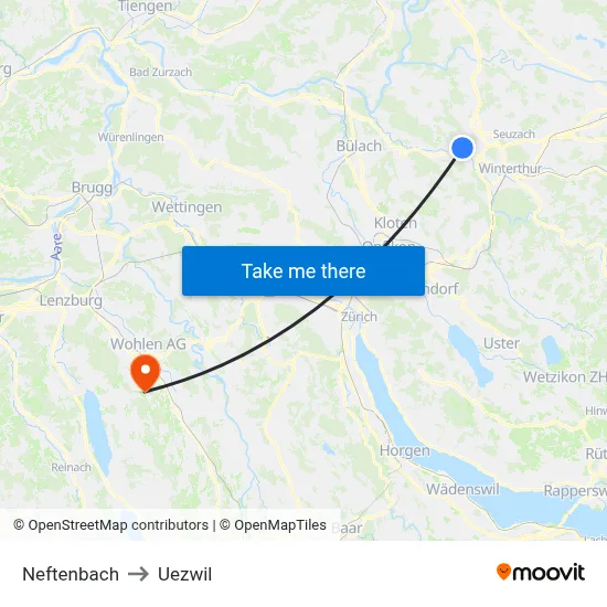 Neftenbach to Uezwil map