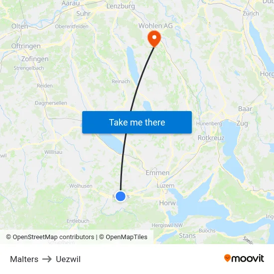 Malters to Uezwil map